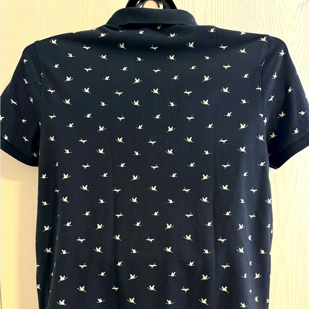 H&M LOGG Mens Blue Polo Shirt Bird Prints Size L
